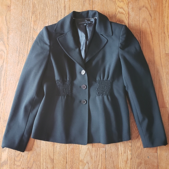Black Anne Klein Suit Jacket lined 2 Petite classic fitted business casual XS/S - Picture 1 of 6